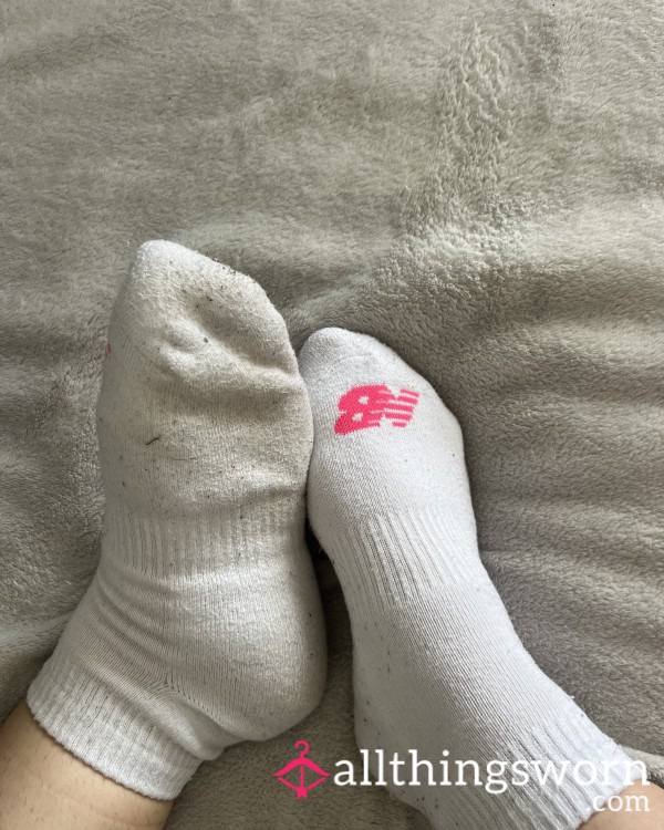 Worn&dirty White New Balance Trainer Socks
