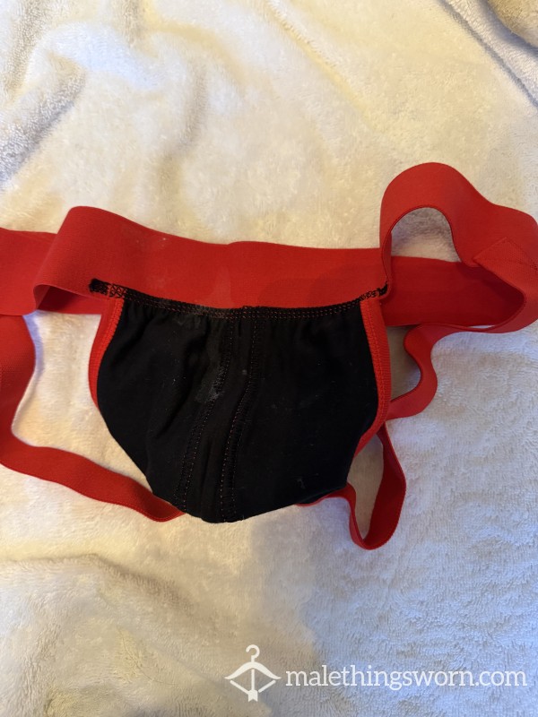 Worn/Pre C*m Red Jock Strap