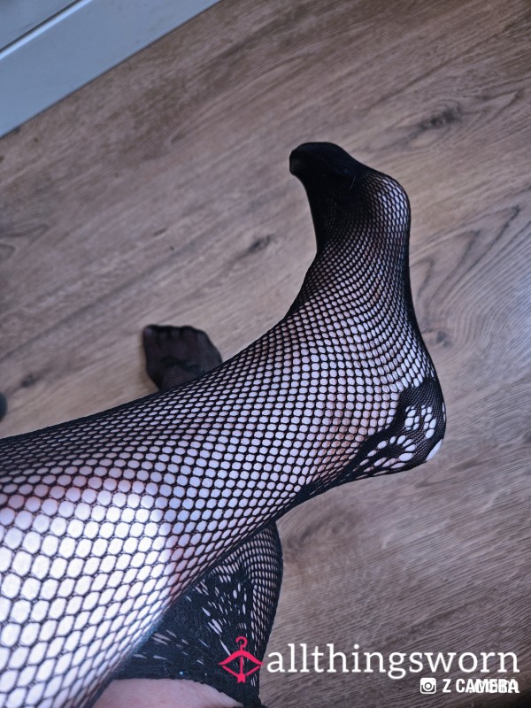 Worship These Feet In Black Fishnet Stockings