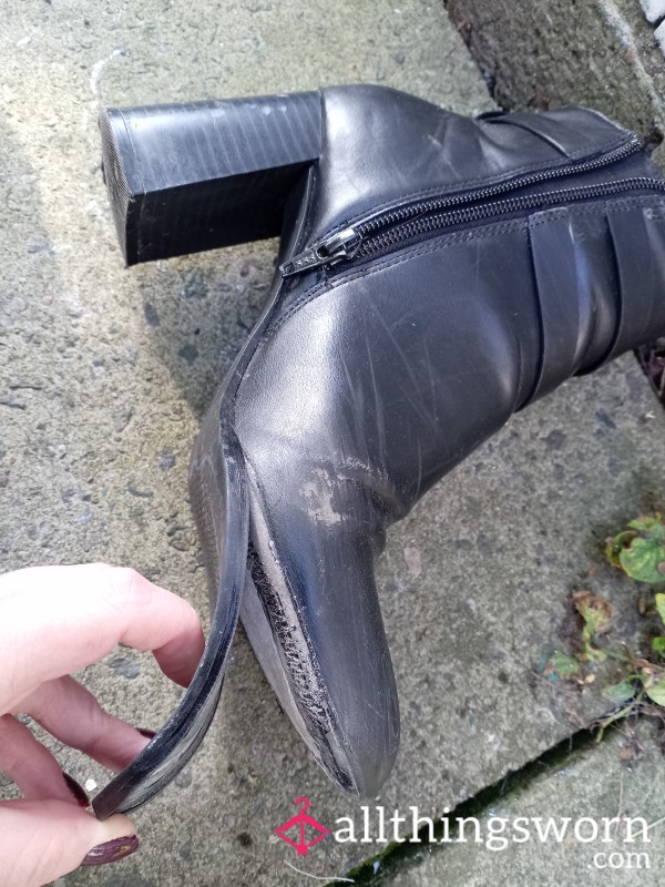 Wrecked And Trashed Leather Ankle Boots