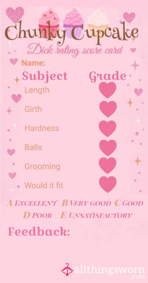 Written D*ck Rating With Score Card