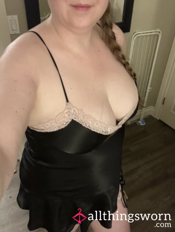 XL Black & Pink Satin Nightie
