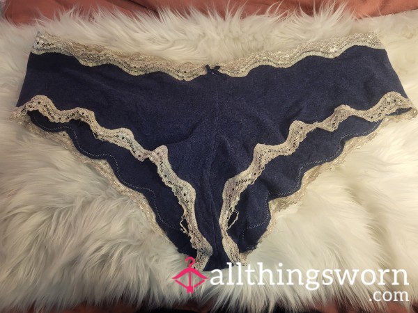 Xl Blue Cheeky Panties With White Trim - 2 Saves