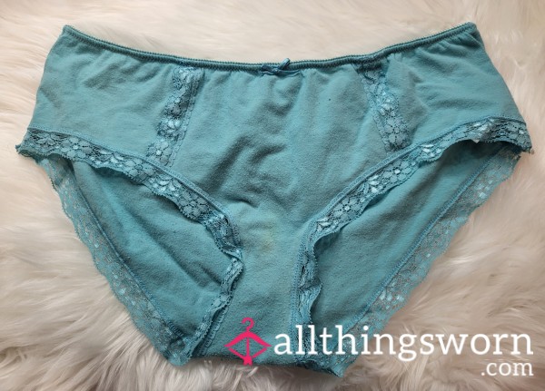 Really Old XL Prestained Blue Cotton Briefs - 2 Saves