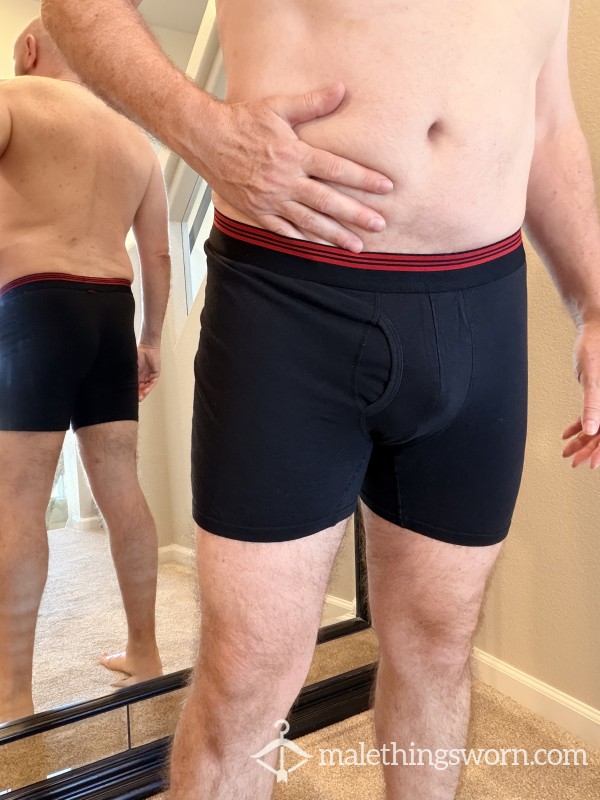 XL Boxer Briefs - Black, Cotton/Spandex Blend, Well-worn