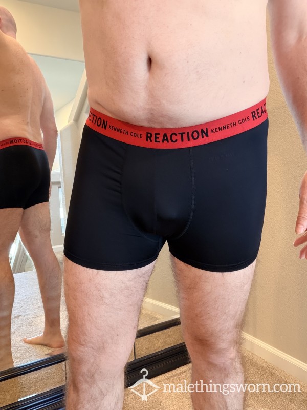 XL Boxer Briefs - Black, Polyester/Spandex Blend, Well-worn