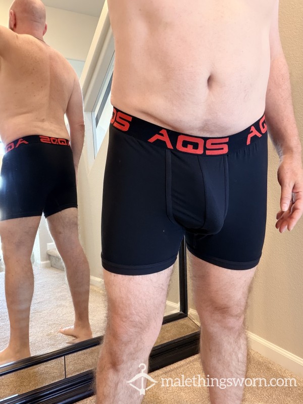 XL Boxer Briefs - Black, Polyester/Spandex Blend, Well-worn