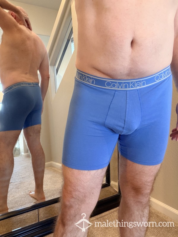 XL Boxer Briefs - Blue, Cotton/Spandex Blend, Well-worn