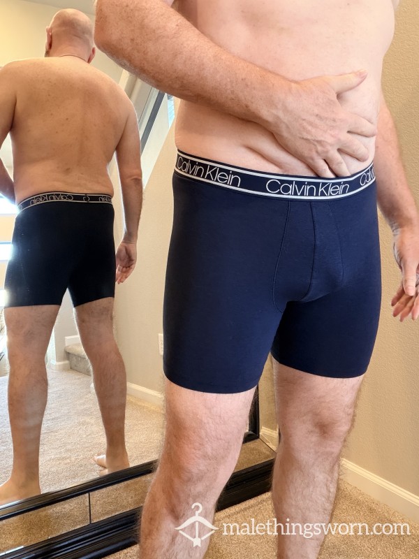 XL Boxer Briefs - Navy, Cotton/Spandex Blend, Well-worn