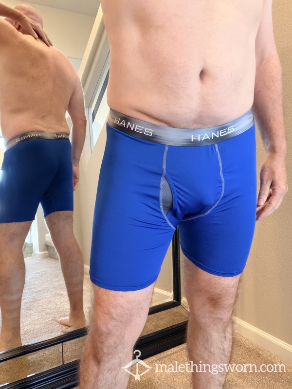 XL Boxer Briefs - Royal Blue, Polyester/Spandex Blend, Well-worn