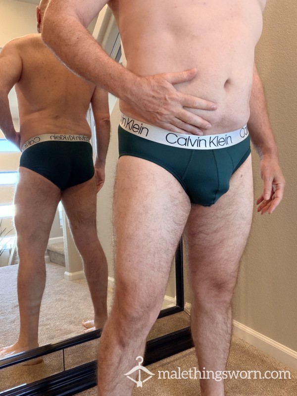 L Briefs - Forest Green, Polyester/Nylon Blend, Well-worn