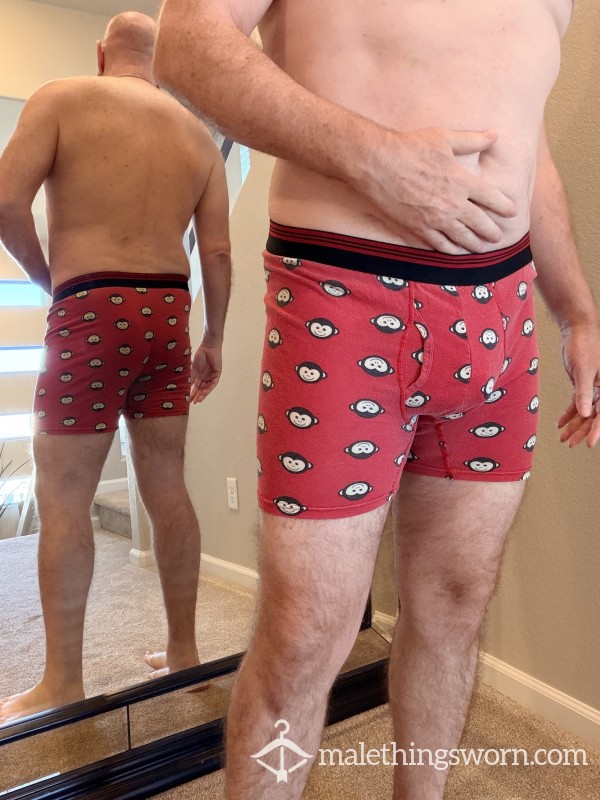 XL Briefs - Monkey Print, Cotton/Spandex Blend, Well-worn