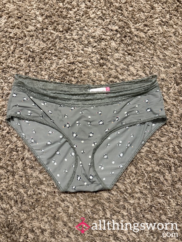 XL Jade Green Flower Briefs, 3 Day (Pungent)