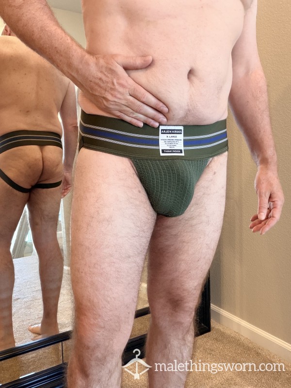 XL Jockstrap - Green, Cotton/Spandex Blend, Well-worn