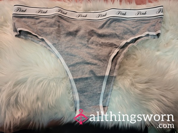 XL PINK Grey Brazilian Panties
