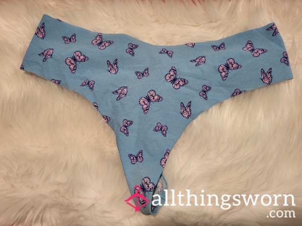 XL Victoria Secret Blue No Show Bu*terfly Thong - 2 Saves