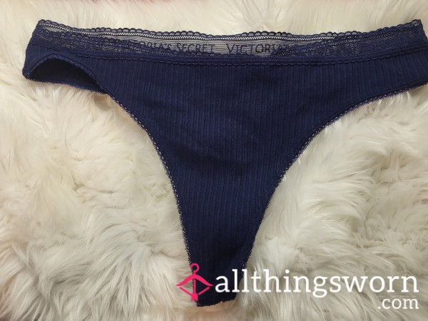 XL Victoria Secret Blue Ribbed High Rise Thong - 1 Save