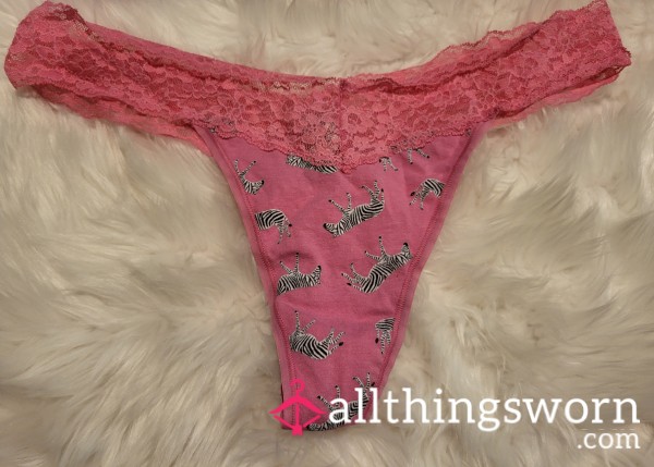 XL Victoria Secret Pink Zebra Thong - 3 Saves