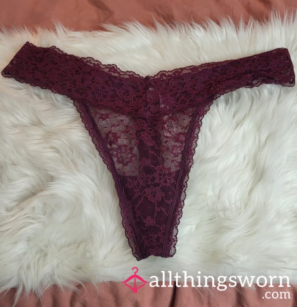 XL VS Maroon Lace Thong
