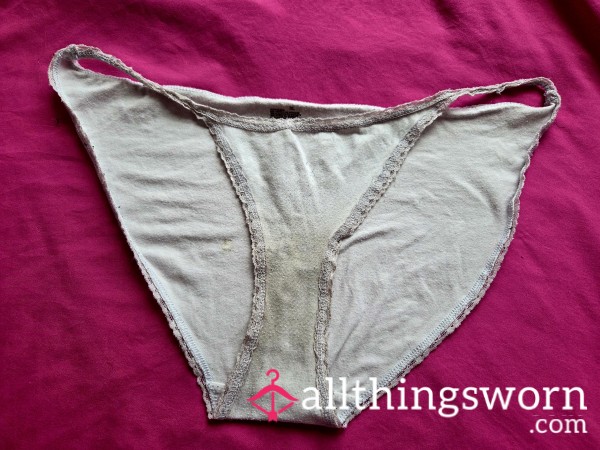 XL White Stained Cotton Panties