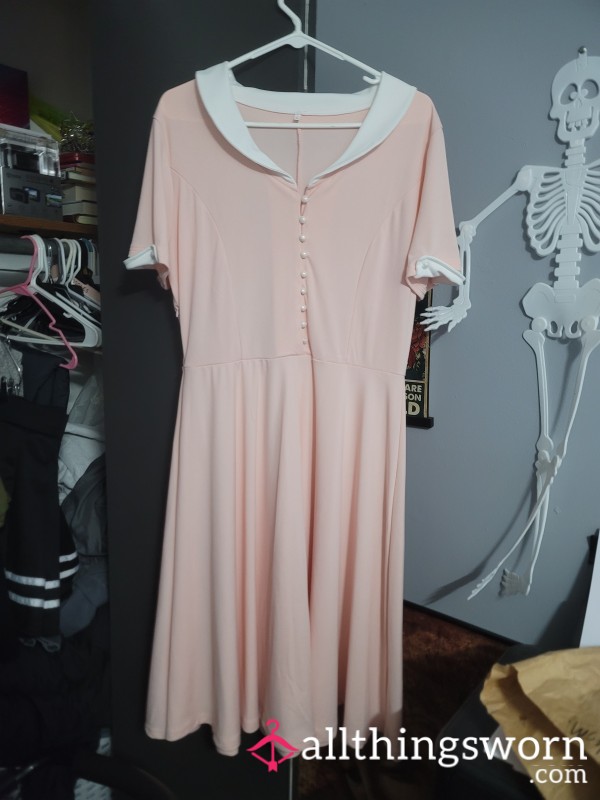 XL/XXL 1950s Style Pink/white House Dress