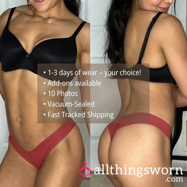 XS AERIE RED COTTON SEAMLESS NO SHOW SMOOTHEZ THONG PANTY (1443)