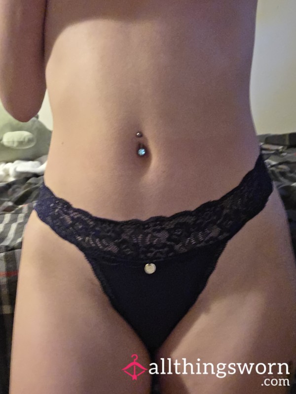 XS Dark Blue Lace Thong