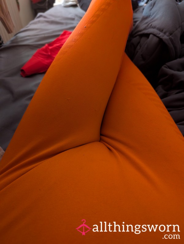 XS Orange Gym Leggings Been Worn With No Knickers On