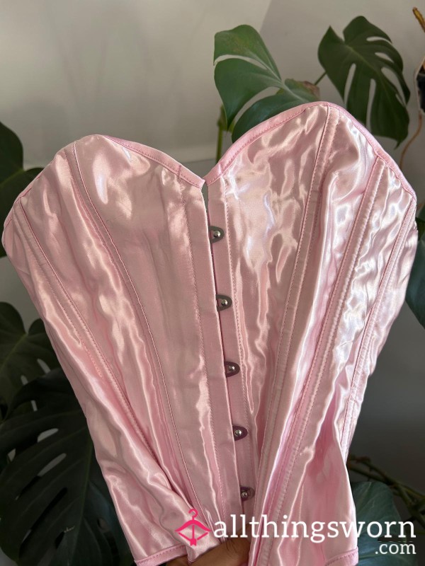 XS Pink Satin Corset With One Days Wear