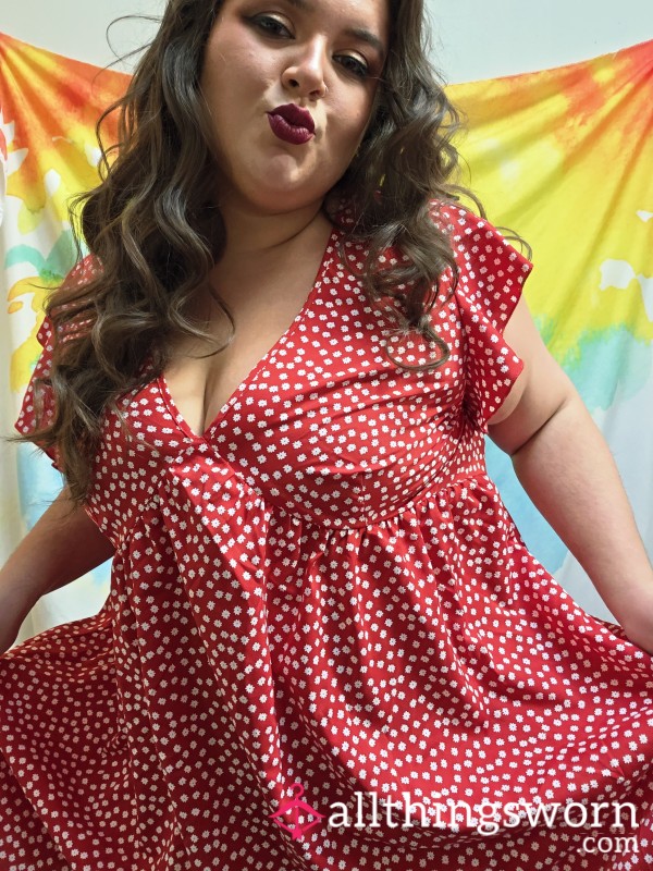 XXL Red Flor*l Flowy Dress
