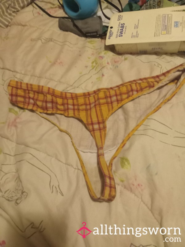 Yellow And Red Plaid Thong