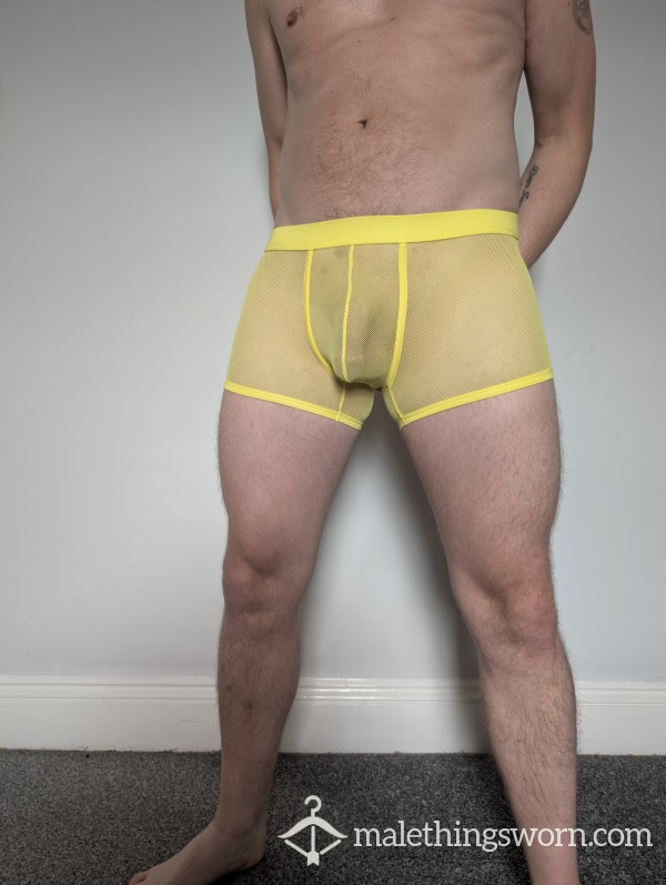 Yellow Fishnet Boxers, Size S. 7 Day Wear