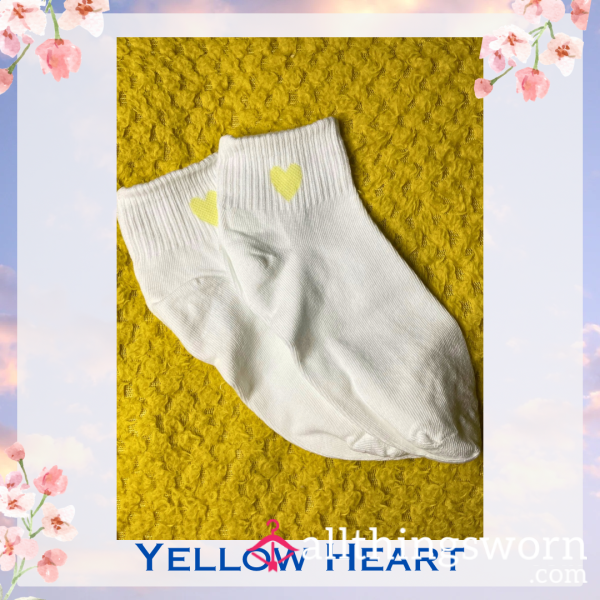 Yellow Heart Ankle Socks 💛 2 Day Wear + 1 Workout Included - £15 😈 Longer Wears And International Shipping Available 🌍
