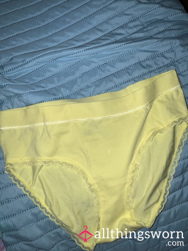 Yellow Lace Cheeky Worn Panties