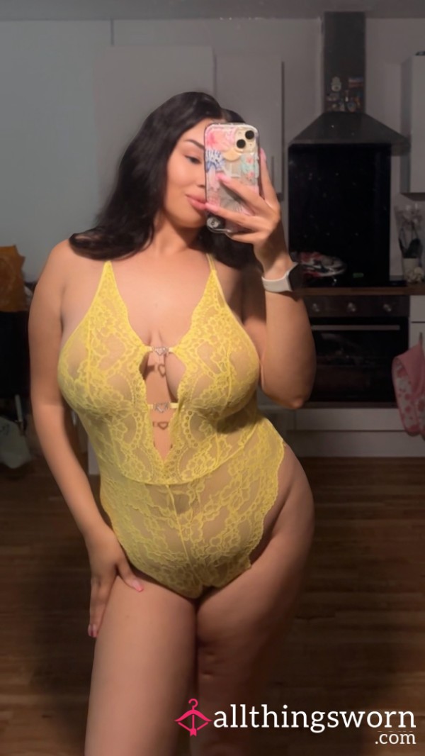 Yellow Lace Crotchless Bodysuit💛