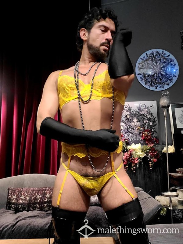 Yellow Lace Lingerie Set