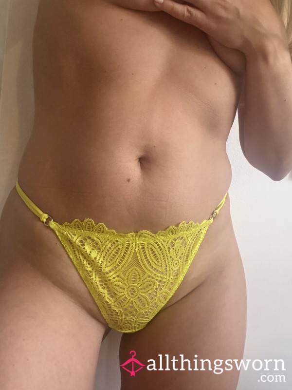 Yellow Lace Thongs