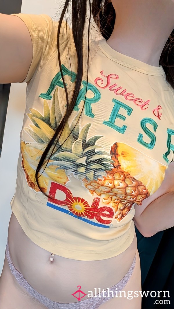 Yellow Pineapple Crop Top Shirt