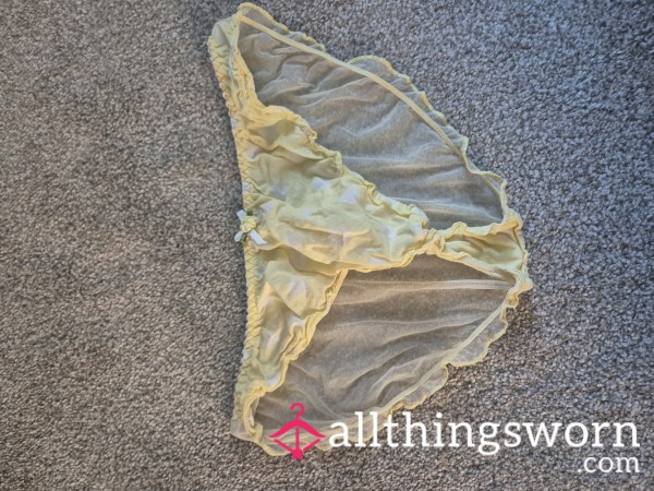Yellow See Through Juicy Wet Panties