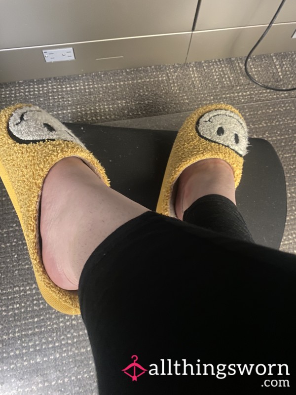 Yellow Smiley Face Work Slippers ☺️ (1 Year Old)