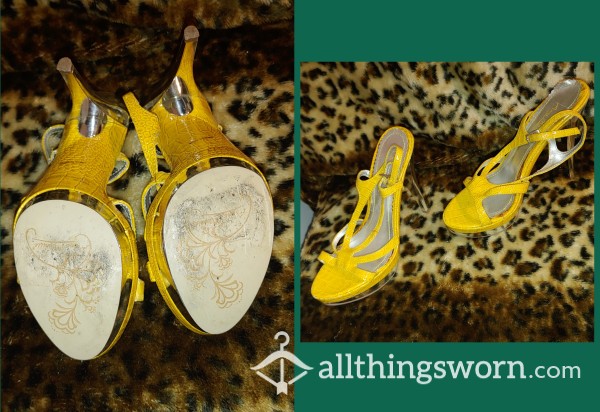 Yellow Snake Skin Pumps(FLASH SALE)