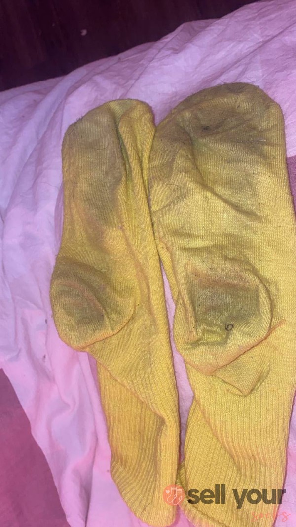Yellow Sport Socks. Worn For Two Weeks