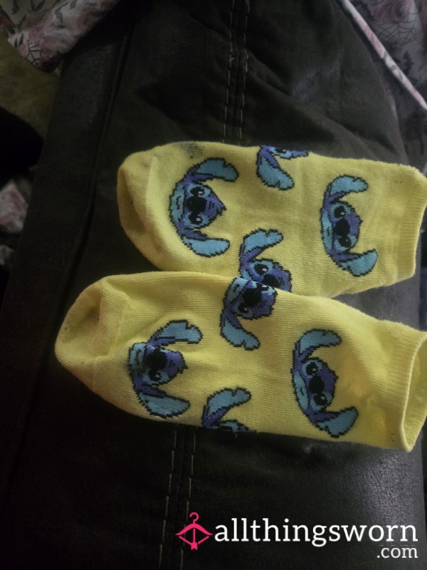 Yellow Stitch No Show Socks Worn During Nursing A**istant Shift