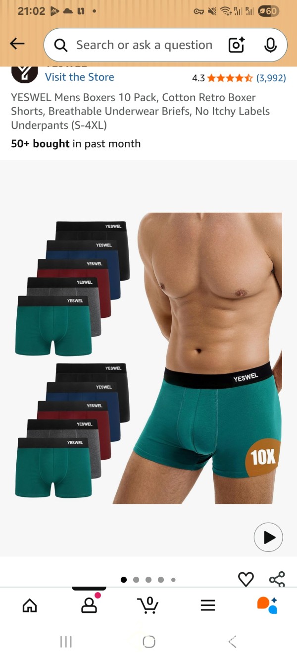 Yeswel Cotton Sporty Boxer Briefs BRAND NEW NEVER WORN