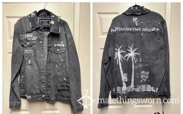 YLA Distressed Jean Jacket (black Wash)