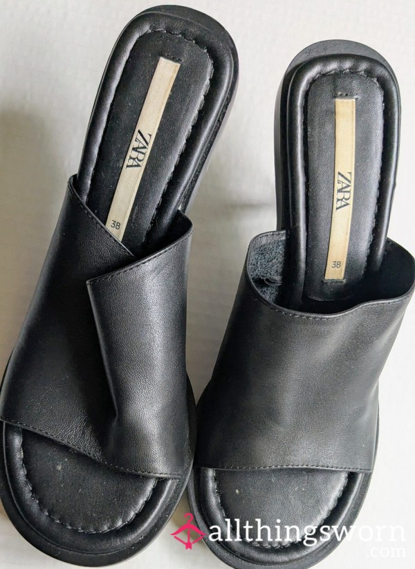 Zara Leather Heel Mules 👠