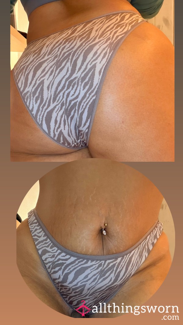 Zebra Print Brazilian Panties 🦓 🩶
