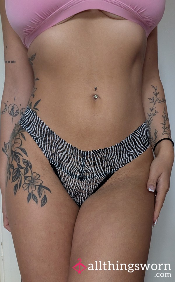 Zebra Print Lace Thong