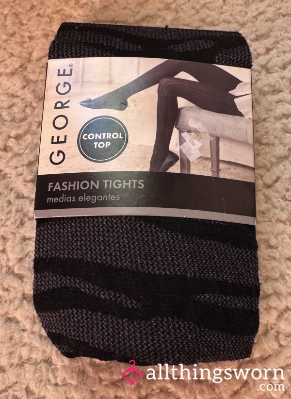 Zebra Striped Black Pantyhose